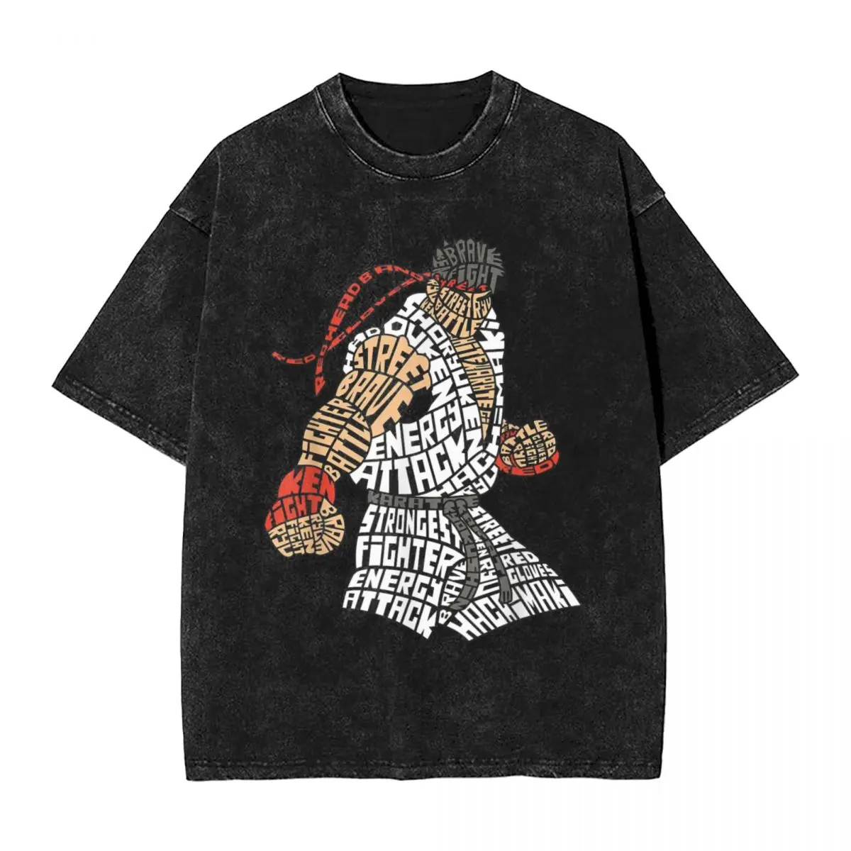 Футболка Мужская/женская из мытого хлопка, винтажный Топ оверсайз с изображением бойцов, каратэ, короткая юкатенка, уличная одежда