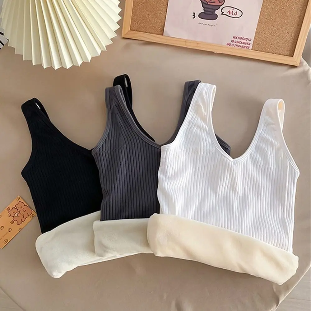 Fashion Keep Warm Thickened Vest Thermal Simple Solid Sling Vest Cold Resistant Slim Underwear for Women Female