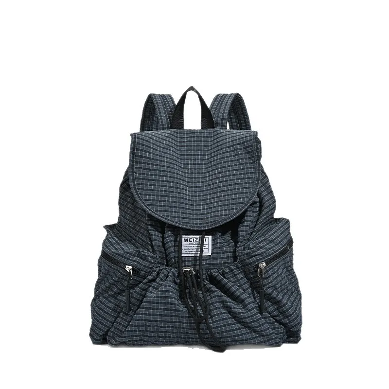 

Korean Street Style Women's Plaid Backpack 2025 Lightweight Nylon Bag - Casual Commute, Shoulder & School Use