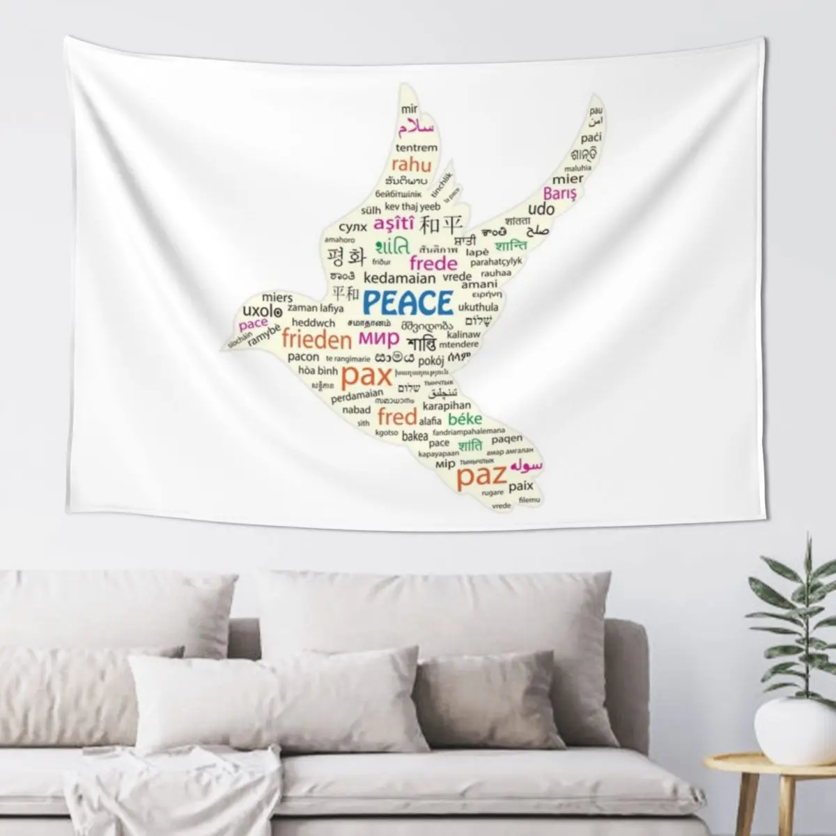 

Peace in Different languages Tapestry Home Decor Aesthetic Decoration Aesthetic Tapestry