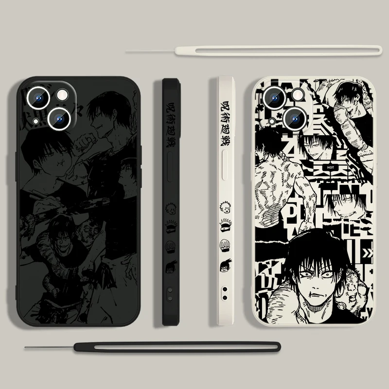 Jujutsu Kaisen Toji Cool Phone Case For Apple iPhone 15 14 13 12 11 Pro Max Plus 8 7 SE Liquid Left Rope Capa Cover