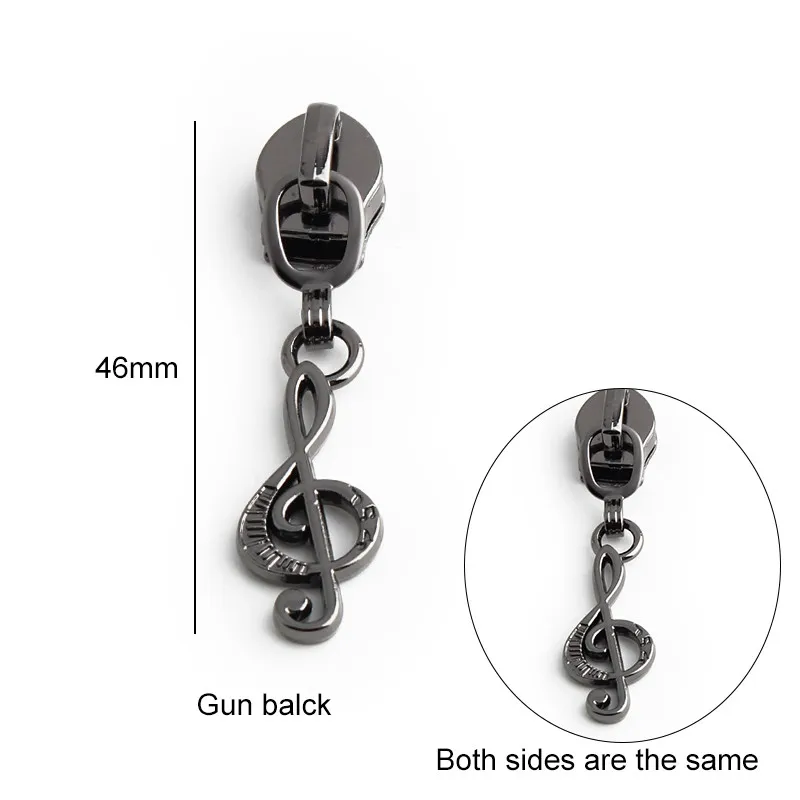 5PCS Recorder Note Pattern Zipper Slider Replaceable Clothing Zipper Head Universal Repair Accessories DIY Wallet making