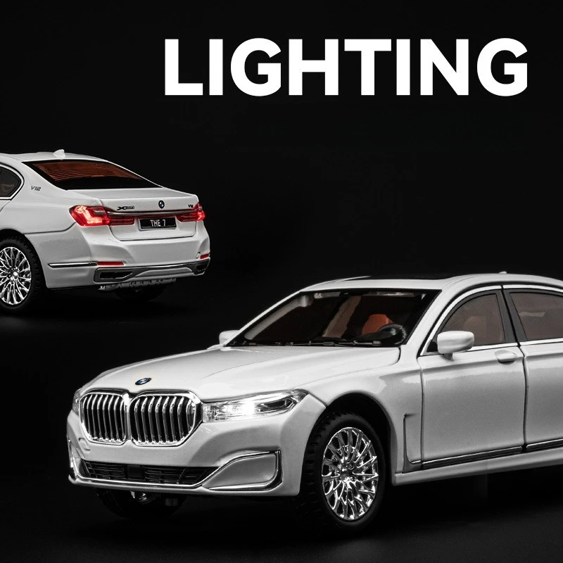 1:24 bmw 760li the7 alta simulação diecast metal liga modelo carro som luz puxar para trás coleção crianças brinquedos presentes