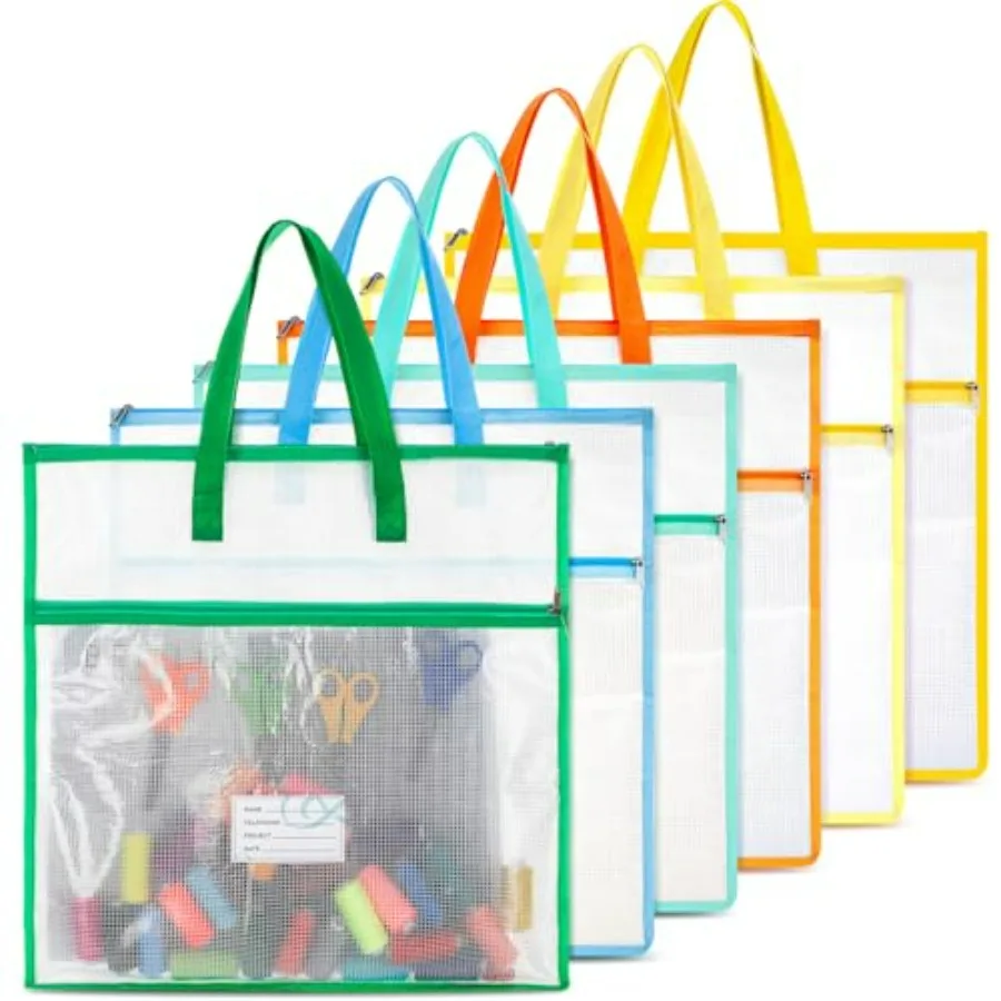 

Feifeiya 6 Pack 17.7 Inch Sew Project Bag Needlepoint Quilting Embroidery Craft Organizer Storage Bag with Handle and Pocket Zi