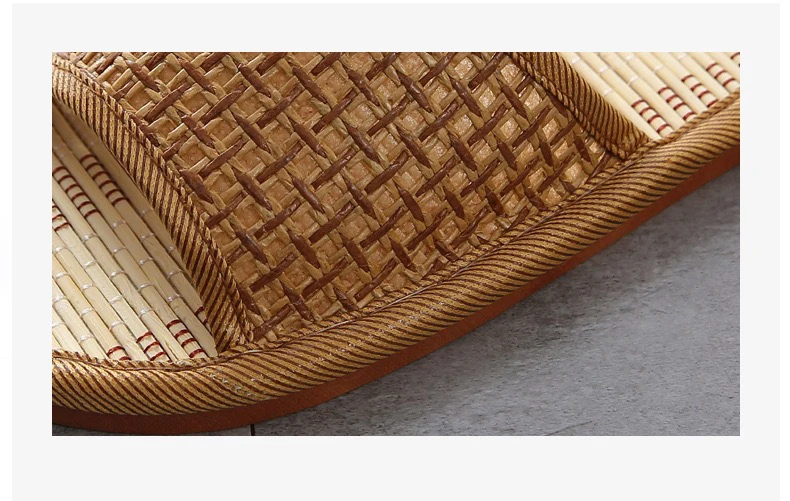 Sommerhausschuhe aus Bambus und Rattan für Damen/Herren – atmungsaktive Paar-Sandalen, rutschfeste Innenrutschen mit weicher Sohle für Zuhause/Strand – Detail 5
