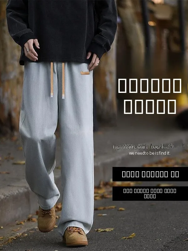 

Loose Straight Leg Men's Jeans Casual Spor Wide Leg Trousers American Sle Couple's Faionable Loose Fit Long Pants