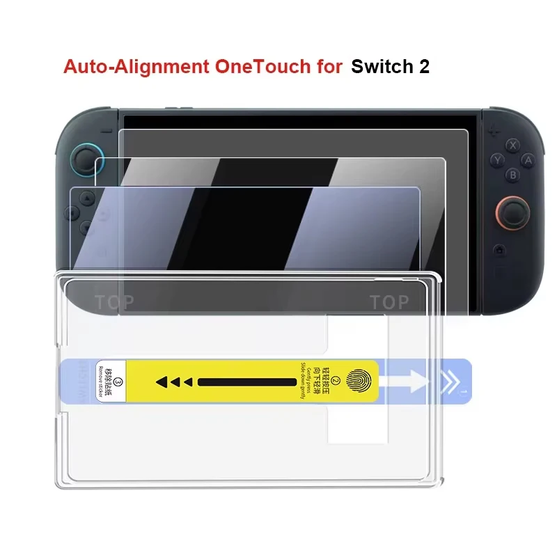DATA FROG Auto-Alignment OneTouch Tempered Glass Screen Protector Compatible with Switch 2, Ultra Clear /Anti Blue Light Gaming