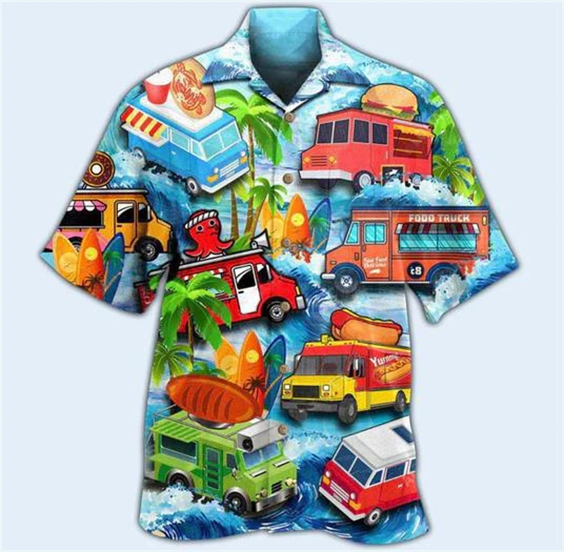 Vintage Men'S Shirts 80s 90s Retro Car Tee 3D Print Short Sleeve Top Summer Clothing Multiple Pattern Shirt Oversized Streetwear