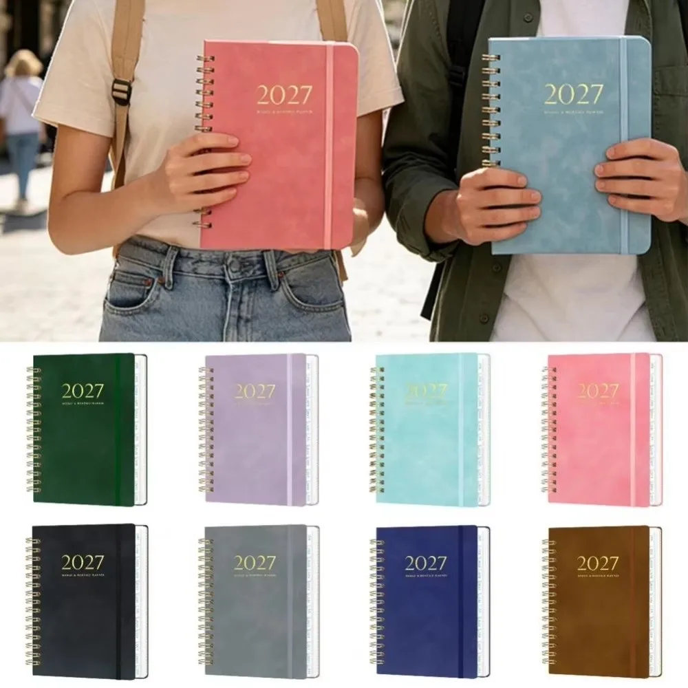 Lightweight 2027 Weekly Planner Thick Pages Paper Made A5 Agenda Notebook Tab Divided Spiral Bound Schedule Notebook Work