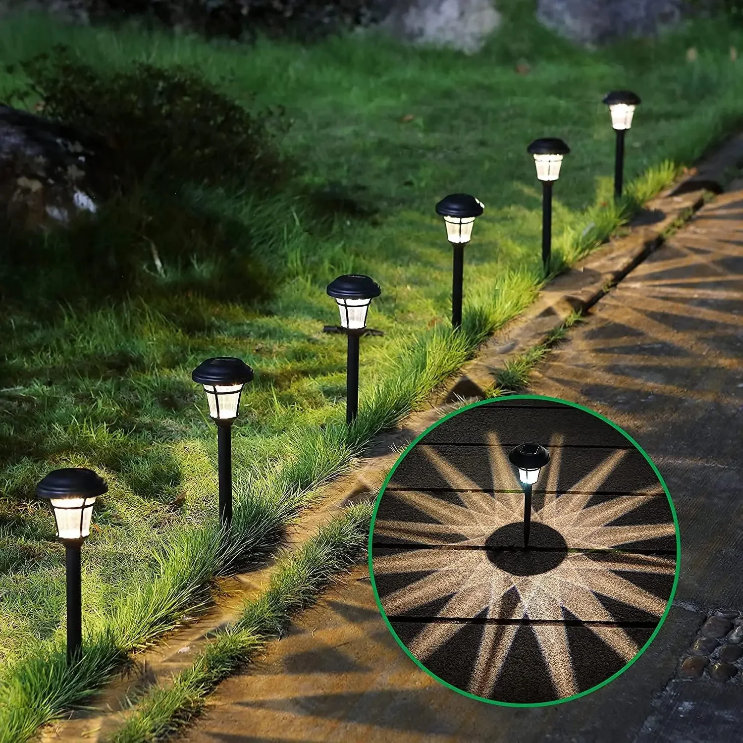 Solar Pathway Lights Garden Lights Outdoor Waterproof Landscape LED Lights Pathway Walkway Driveway Yard Auto On/Off