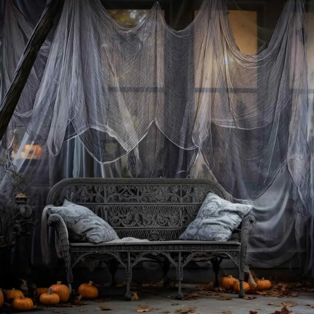 Durable Polyester Cotton Mesh Halloween Cloth Halloween Mesh Gauze Fabric Polyester Cotton Haunted House Decor Spooky Diy Scene