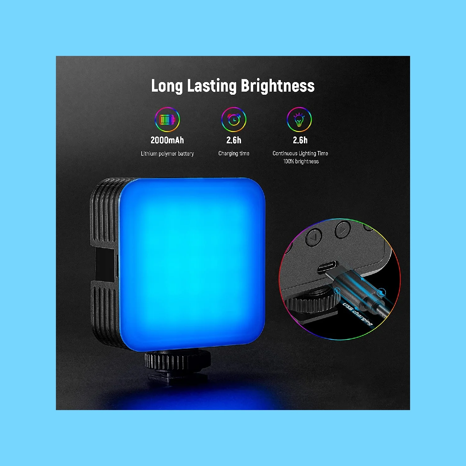 Neewer Magnetic RGB LED Video Light 360° Full Color Portable Camera Light with 3 Cold Shoe Mounts for Portrait Vlog Photography