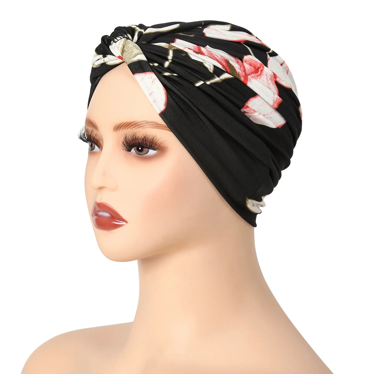 Women Stretchy Turban Cap Muslim Hijabs Hat Female Inner Hijab Print Arab Indian Cap Wrap Head Hair Loss Accessories