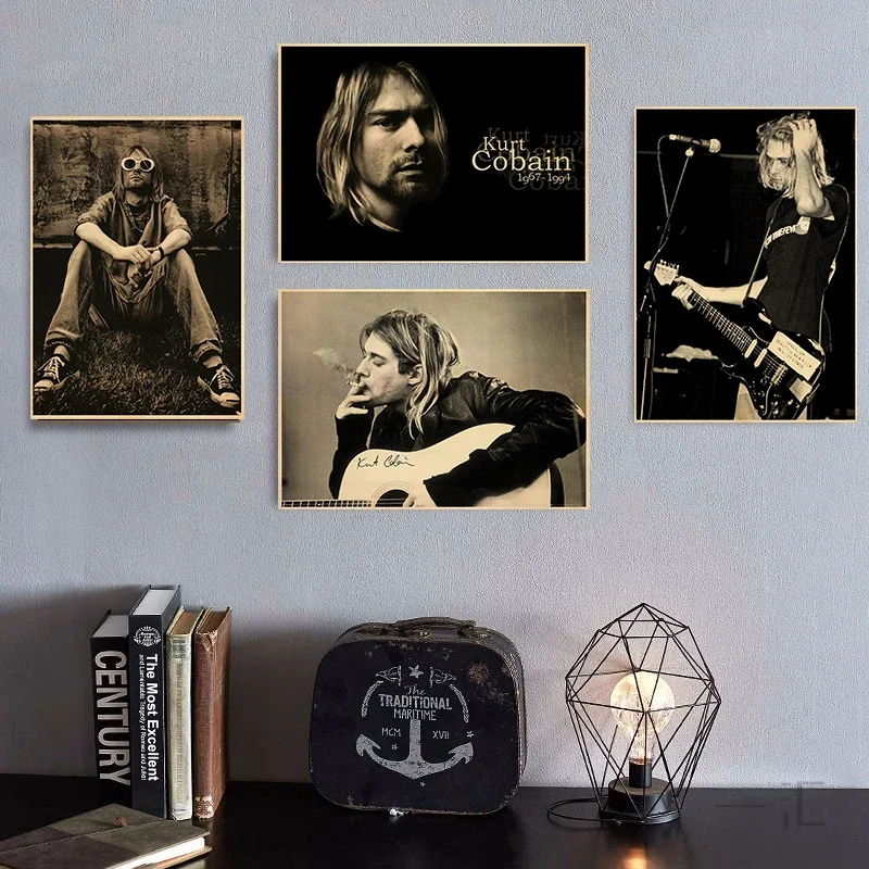 Star Kurt Cobain Poster Canvas Printed Band Music Poster Wall Art Picture Wall Decoration for Home Room Bar Morden Wall Decor