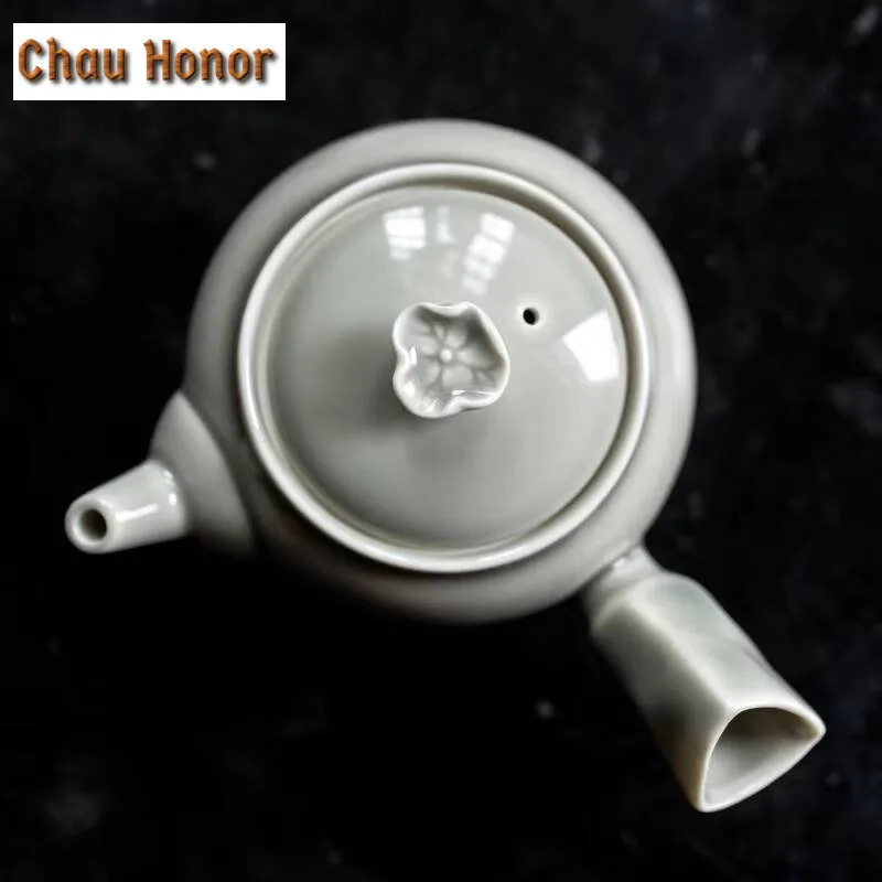 170ml Japanese Style Ice Grey Glaze Teapots Fragrant Lotus Art Teakettle Handmade Tea Maker Mater Pots Tieguanyin Tea Ceremony