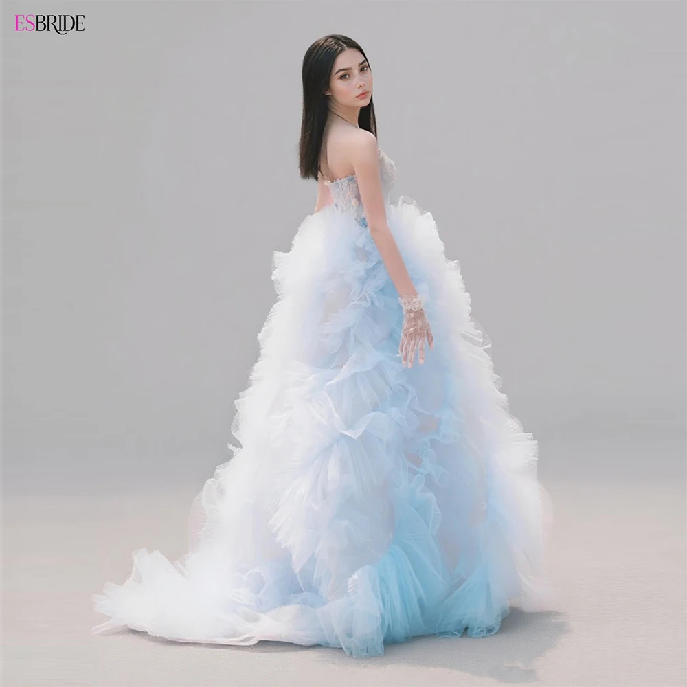 ESBRIDE abito da sposa azzurro nuovo senza spalline ricamo floreale abito da sposa da sposa di fascia alta fantasia gonna gonfia