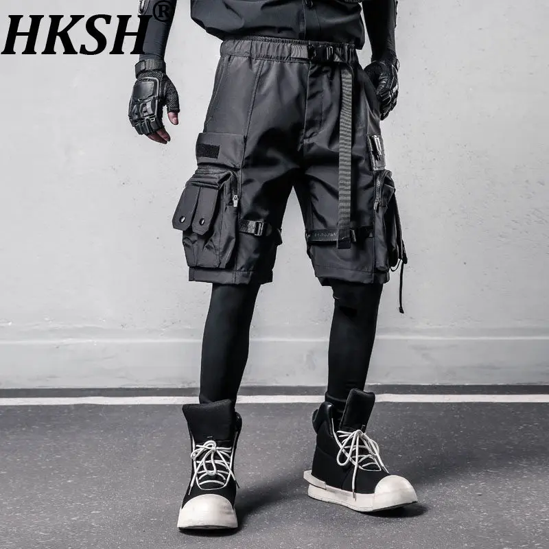 

HKSH Spring Summer New Men Tide Functional Pockets Cargo Pants Loose Outdoor Tactical Shorts Trendy Safari Style Capris HK22020