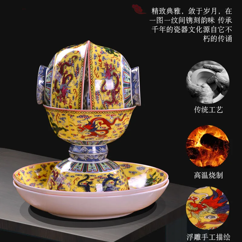 Ceramics, bowl, plate, spoon set combination, Chinese household bone china rice bowl