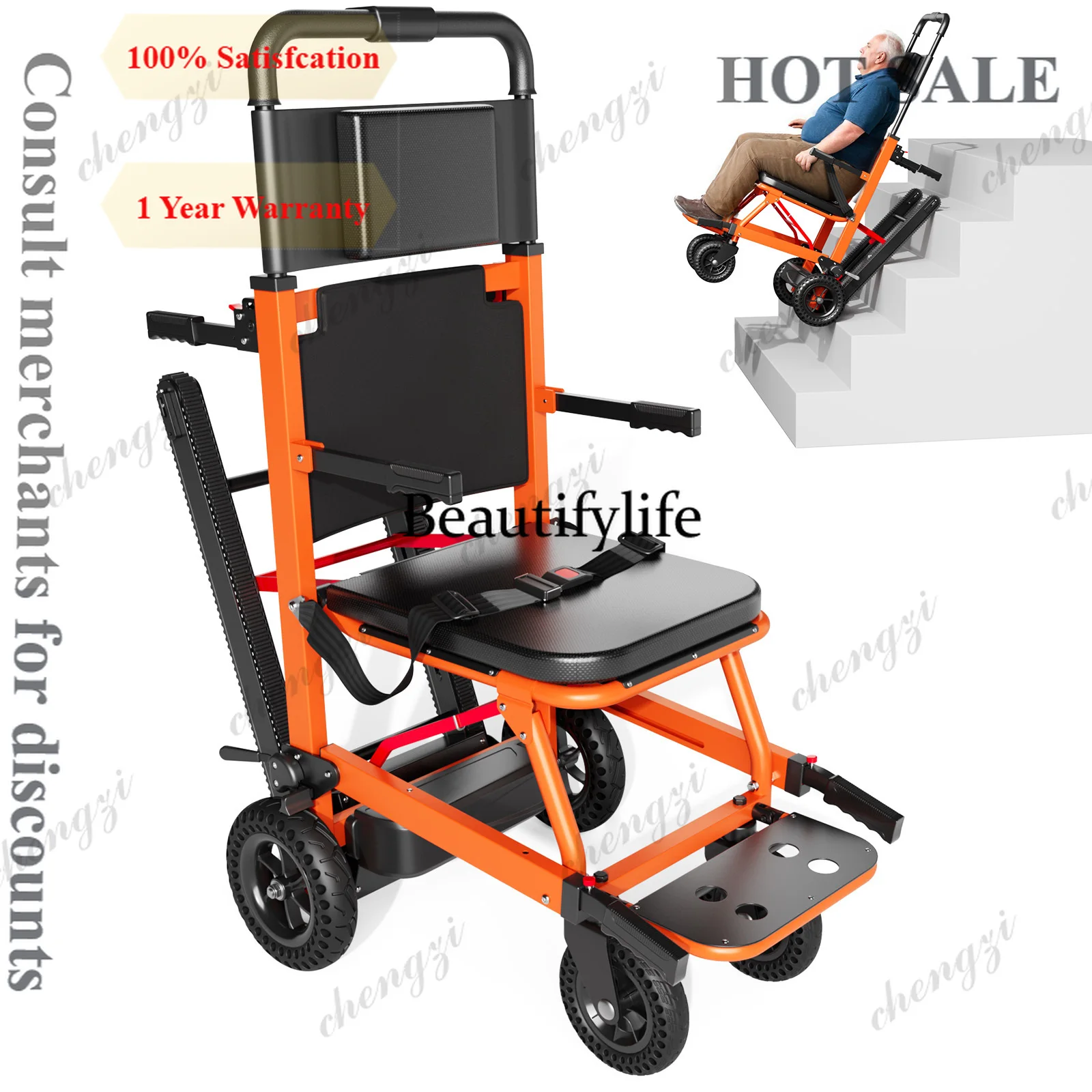 

A81 Electric Chair 440lbs Max Load Stair Climbing Wheelchair with Adjustable Backrest & Arms - Heavy Duty Assist Track Stair Cha