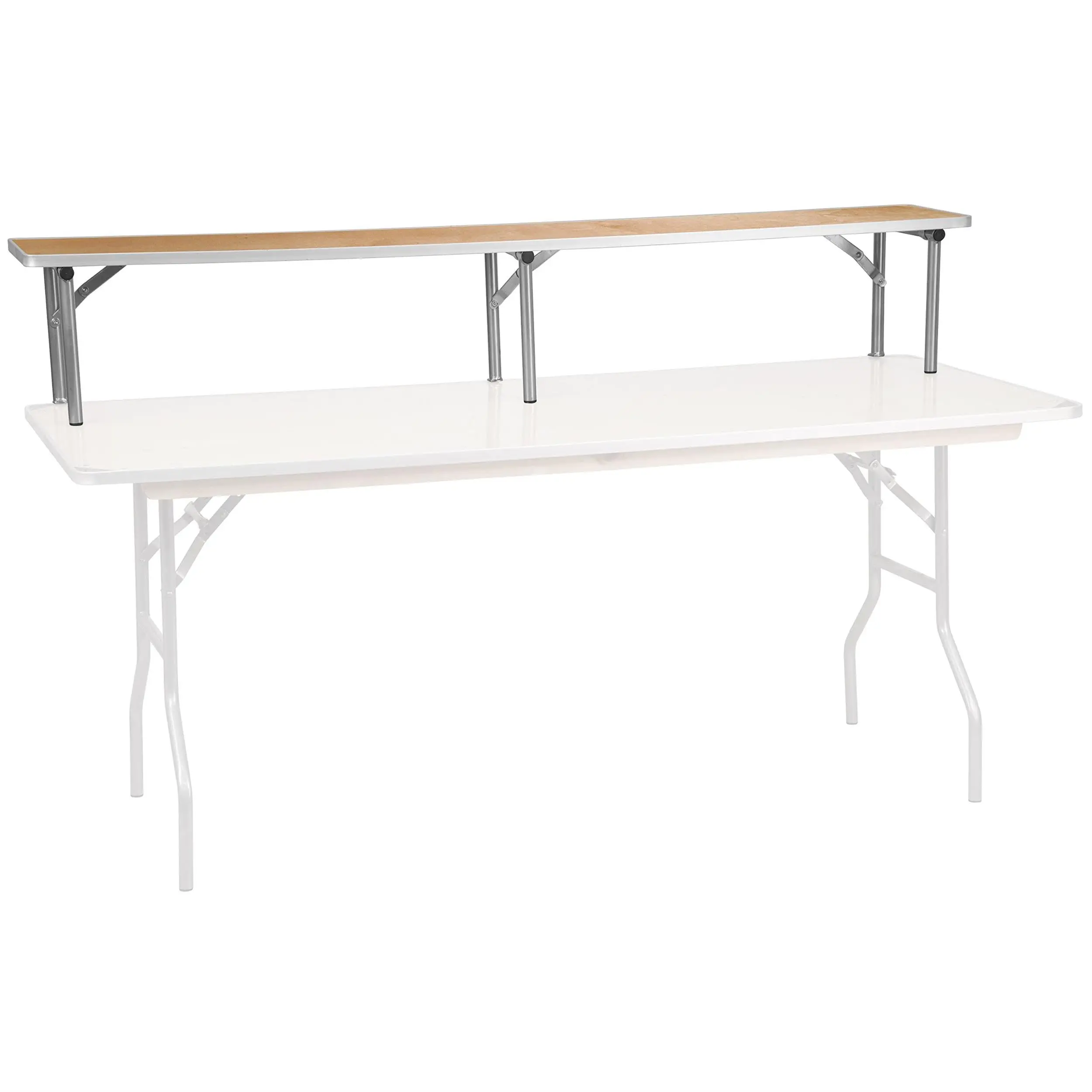 

72 Inch Birchwood Bar Top Riser With Folding Legs For Events And Bars