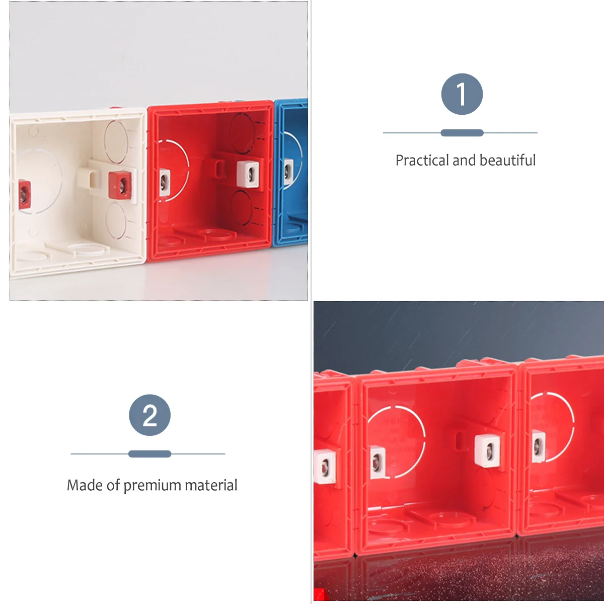 4pcs Concealed Switch Socket Durable Plastic Mount For Home Electrical Installation Red Wiring Box Concealed Box