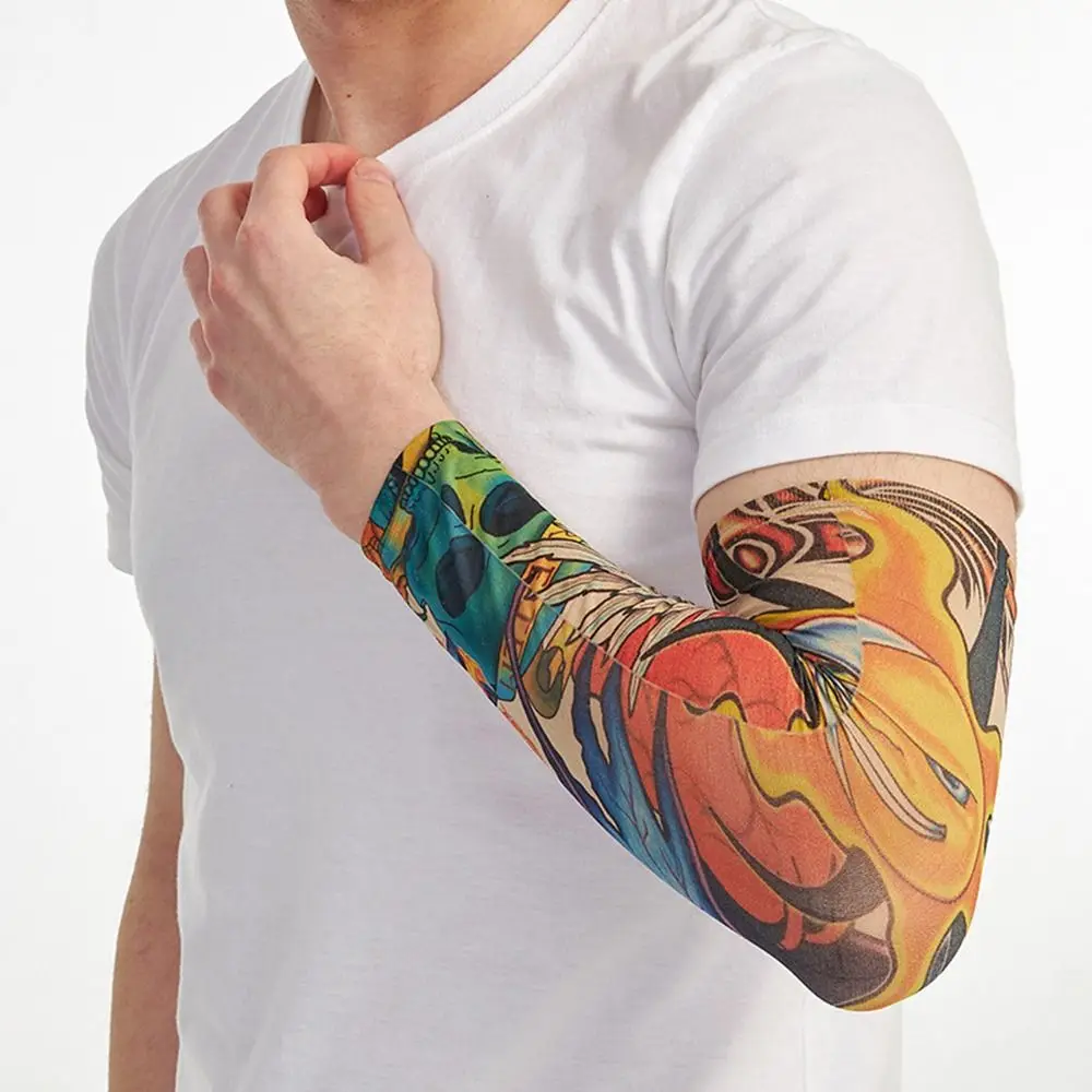 Tattoo Arm Sleeves Warmer Sleeves, Proteção UV, Esporte ao ar livre, Basquete, Flor, Sol, Capa, Novo