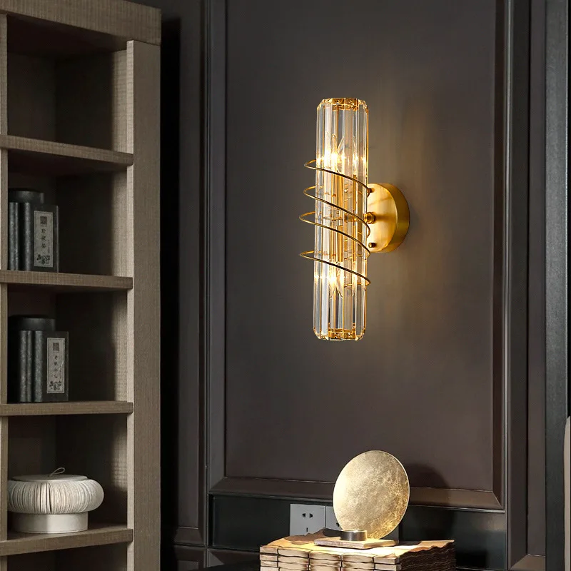 Gold Luxury Crystal Wall Lights Living Room Bedroom Loft Hotel Home Decor Art Wall Sconces Indoor Wall Lamps E14 Bedside Light