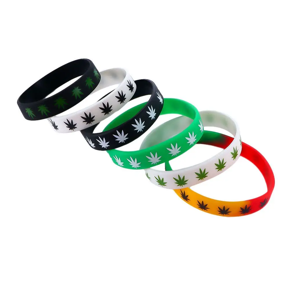 Hip Hop Friend Gift Silicone Creative Waterproof Fashion Jewelry Bangle Wristband Silicone Bracelet Maple Leaf Bracelet