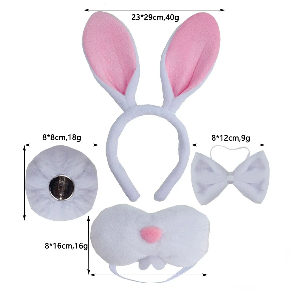 XNIVUIS 6 Pièces Accessoires Lapin De Pâques - Bandeaux Oreilles, Queues Et Nœuds