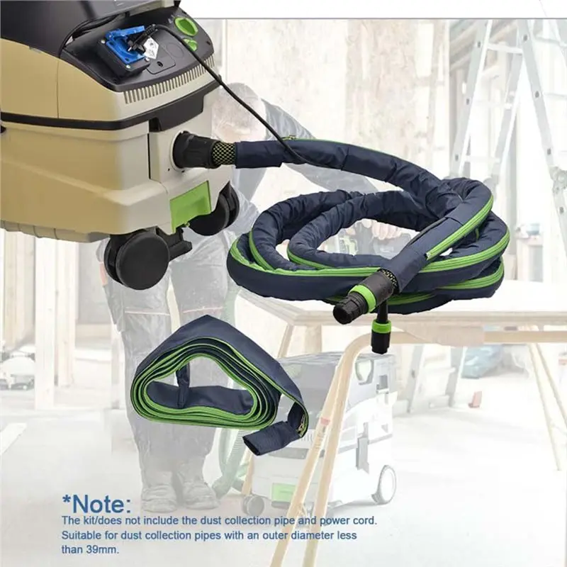 ABKJ-For Festool Vacuum Hose 3.5M Protective Cover With Zipper And Fasteners For Enhanced Durability