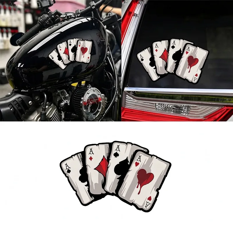 Poker Spades A Pattern Motorcycle Decals Motocross Fuel Tank Cafe Racer Body Car Windows Funny Decoration Playing Card Stickers