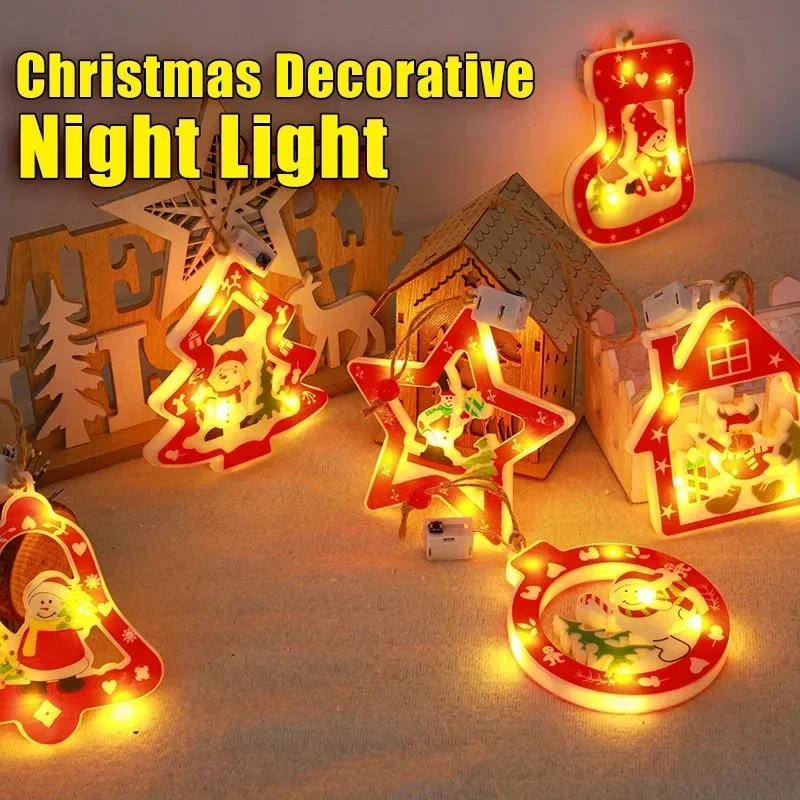 Creatieve Cartoon Nachtlampje Home Kerst Decoratief Schattig Cadeau Kerstman Lamp Ingebouwde Knoopbatterij Kerstbomen Verlichting