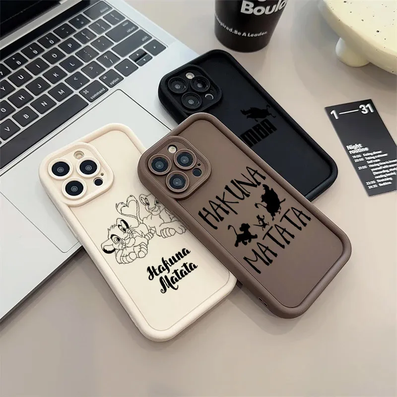 The Lion King HAKUNA MATATA Disney Silicone Case For iPhone 16 Pro 14 15 Plus 11 12 13 Mini Pro Max Coque Shockproof Phone Cover