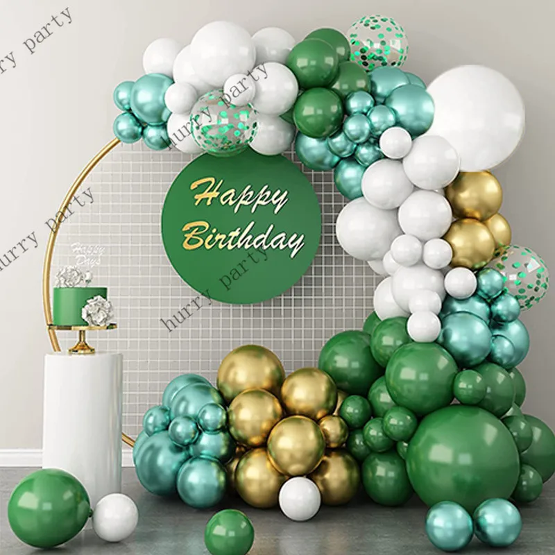 117Pcs Green Baby Happy Birthday Decoration Balloons Garland Kit Decorative Balloons For Wedding Party Decor Supplies