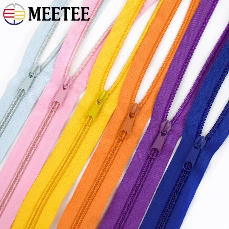 3# 5# Meetee 3/5/10M Rainbow Nylon Zipper Tape with Zippers Slider Decor Zip Closure Repair Kit Bag Garment Sewing Accessories