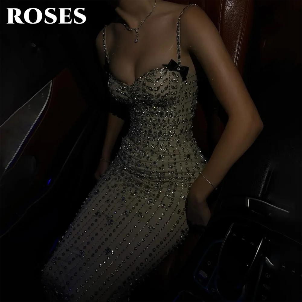 

Вечернее платье ROSES цвета шампань на тонких бретелях, пышное, для выпускного вечера/свадьбы, с блестками и пайетками, на заказ