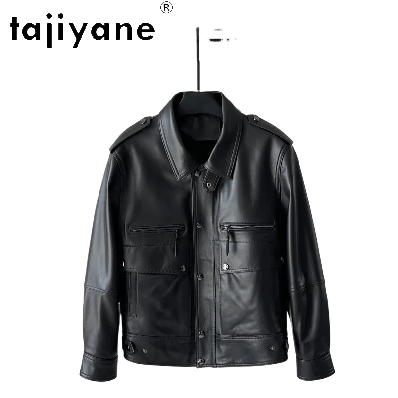 TAJIYANE Genuine Sheepskin Leather Jacket Woman Short Retro Motorcycle Coat Oversize Real Leather Jacket 2026 Fall Women Clothes