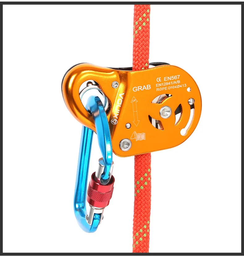 cheap price Self-braking Stop Descender  anti drop safety clip climbing 11-12.5mm  rope grab for rescue