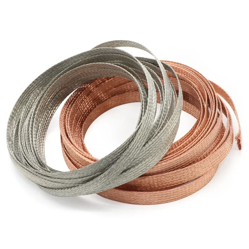 1/2/5M Copper Braided Sleeve Tinned Plating 4~28 mm Expandable Metal Sheath Screening Signal Wire Cable Shielded Cable Sleeve