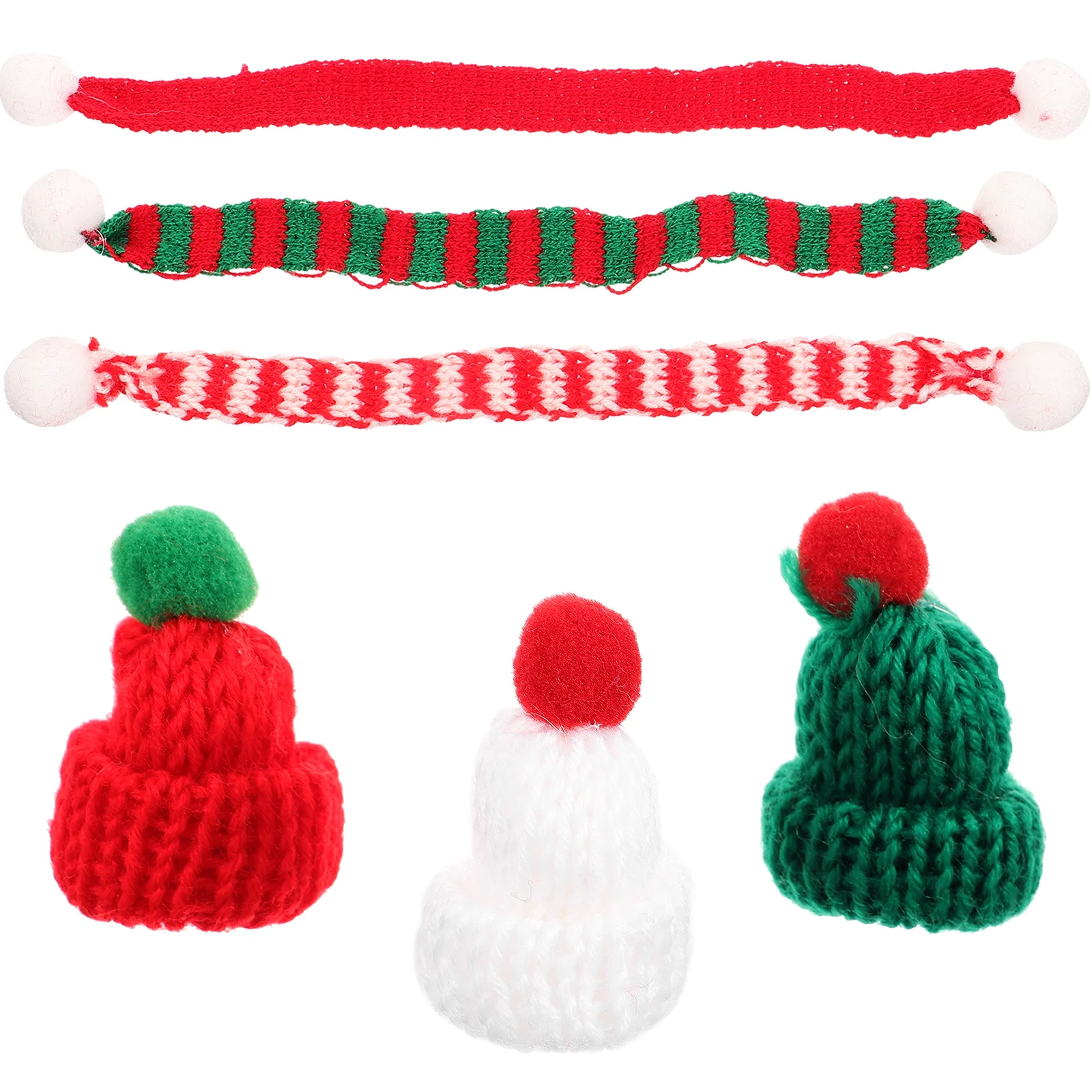 6 Pcs Miniature Christmas Decorations Woolen Hat Knitted Small Towel DIY Handmade Accessories Mobile Phone Case Santa Baby