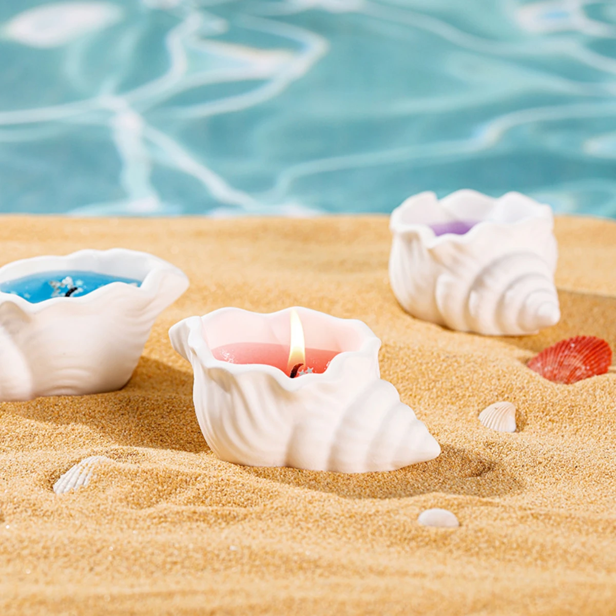 Creative Conch Shaped Aromatherapy Candles Romantic Ocean Theme Jelly Wax Handmade Candles for Atmosphere Lighting