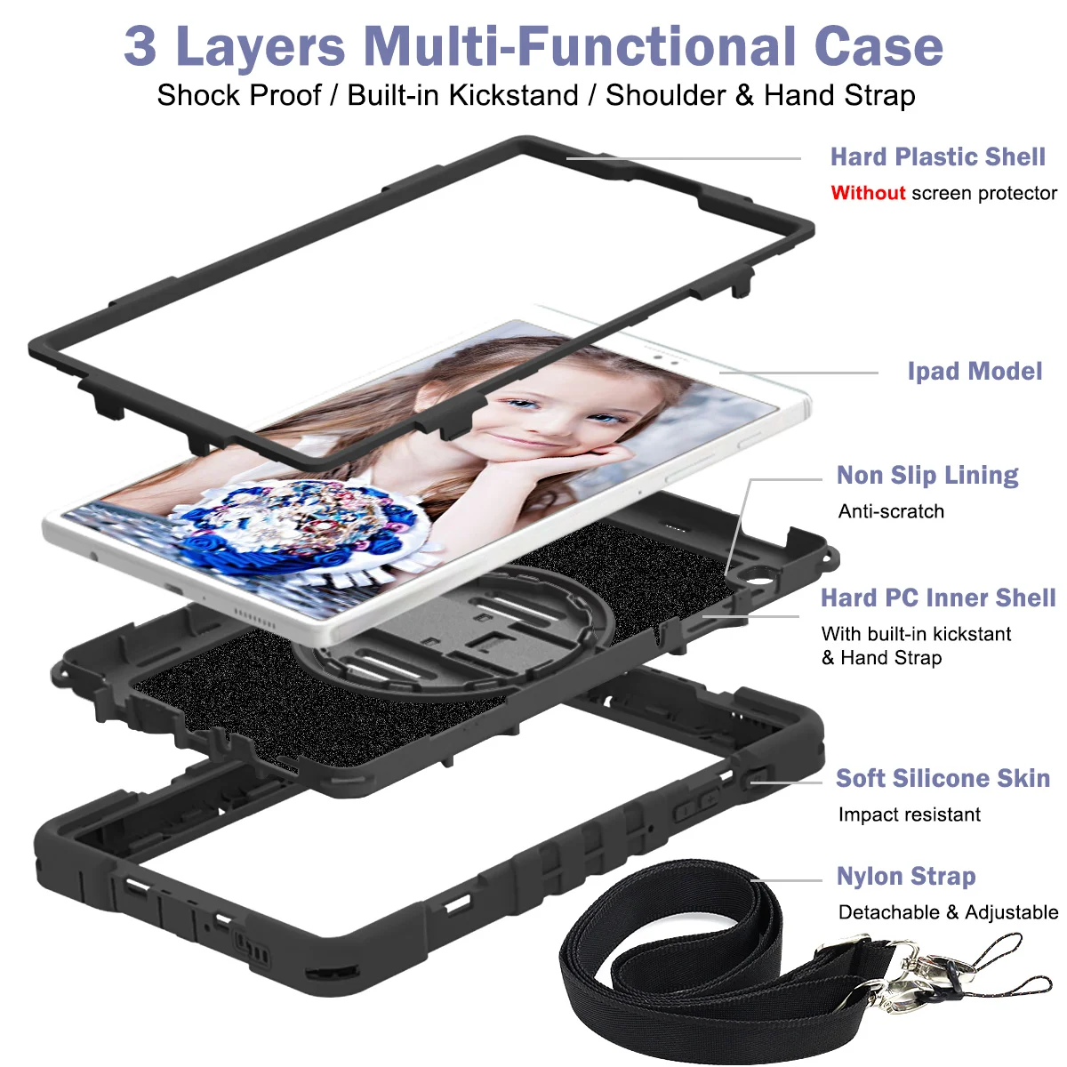 Case For Samsung Tab A11 SM-X133 X135 A9 SM-X110 X115 X117 A7 Lite 8.7 SM-T220 T225 A 8.4 T307U A 8.0 T290 T295 Rotating Cover