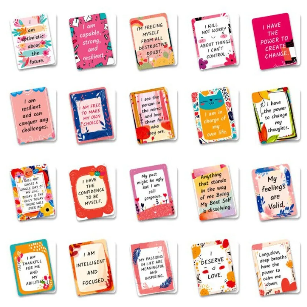 50Pcs Vintage Inspirational Cards Colorful with Inspirational Quote Mini Note Card Kraft Paper