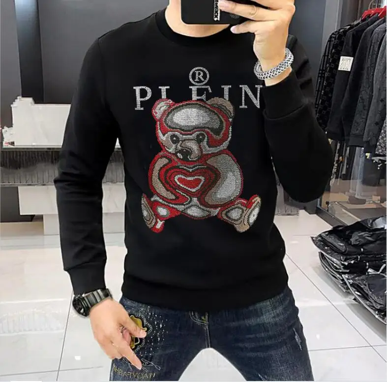 Hoodie Rhinestones Mens Clothing Sportswear Trend Spring Oversized Sweatshirt  Wear Casual Tops