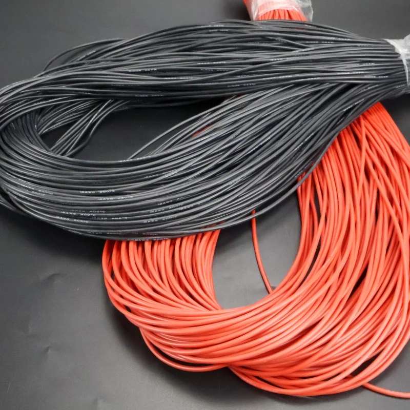 High Quality Silicone Wire 10 12 14 16 18 22 24 AWG 1 Meter Red/1 Black