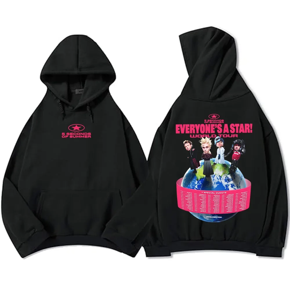 

Толстовки Everyone's A Star World Tour 2026, толстовка с капюшоном 5 SECONDS OF SUMMER, флисовая зимняя мужская пуловер с капюшоном и графикой