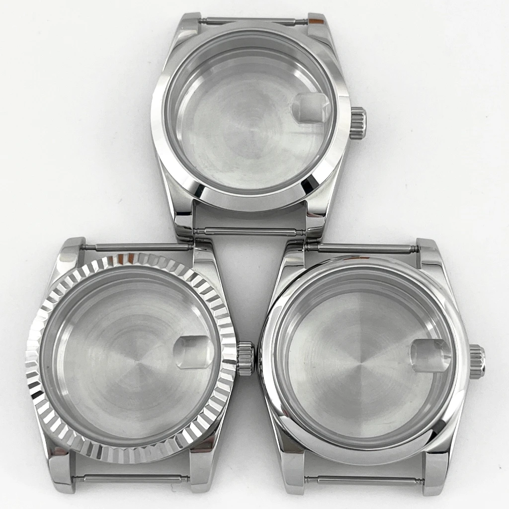 NH35 Case 36mm/39mm Silver Sapphire Glass Polished/Brushed Watch Case Fit NH35 NH36 ETA2824 2836 PT5000 Miyota8215 Movement