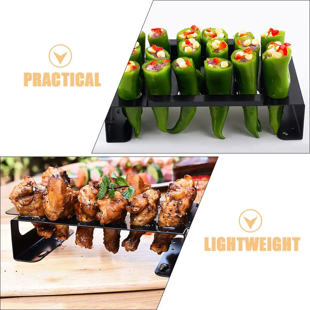 1Set Stainless Steel Pepper Grill Rack with Handle and Corer for Grilling Jalapenos Chicken Drumsticks Wings Fish Outdoor