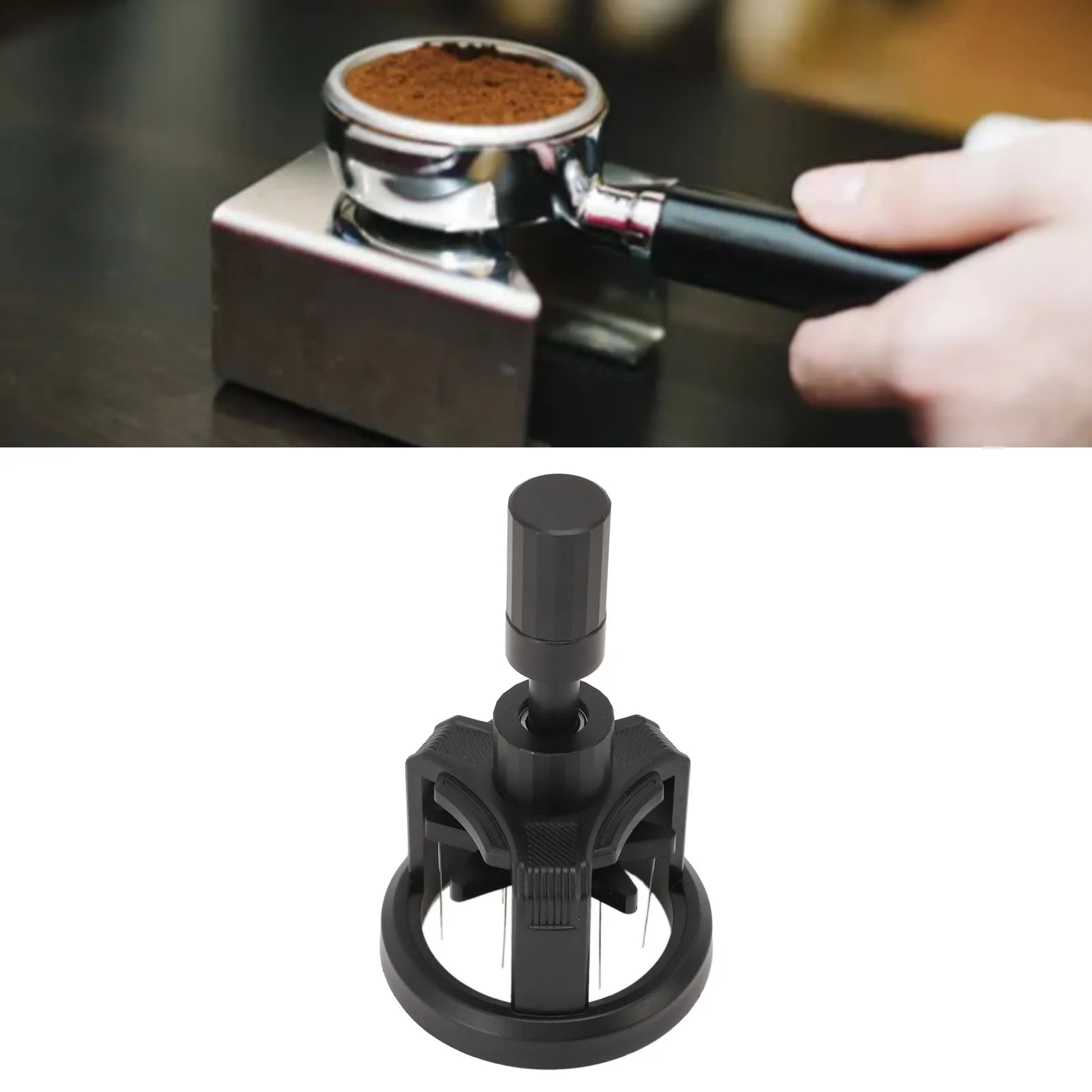Coffee Stirrer Tool Anti Slip Rotating Magnetic Needles Rugged Hand Needle Type Distribution Tool Comfortable Grip for Kitchen
