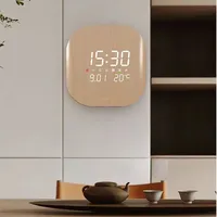 Home Silent Curved Wifi Automatic Time Wall Clock Living Room Creative LED Perpetual Calendar Digital Electronic Clock